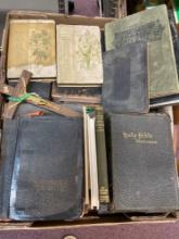 Old Bibles hymn books, religious books