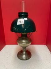Kerosene lamp with a green Porcelain shade