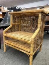 two tiered natural wicker stand