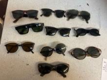 10 pairs of original vintage Ray Ban and Bausch and loam non prescription glasses