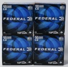 100 Rounds Of Federal Top Gun 20 Ga Shotshells