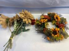 Artificial Sunflower Fall Wreath /Home Decor Flower Arrangement