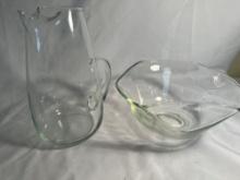 Monogram Glass Pitcher/ Glass Serving Bowl