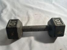 10 Lb Cast Iron Hex Dumbbell