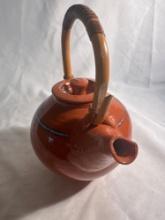 Hand Painted Ceramic Teapot With Wooden Handle