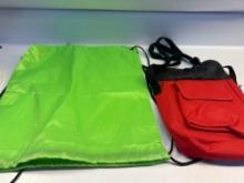 Green Nylon Backpack/ Red Insulated Bag