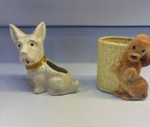 Dog Flower Planter / Yellow Basket Dog Planter