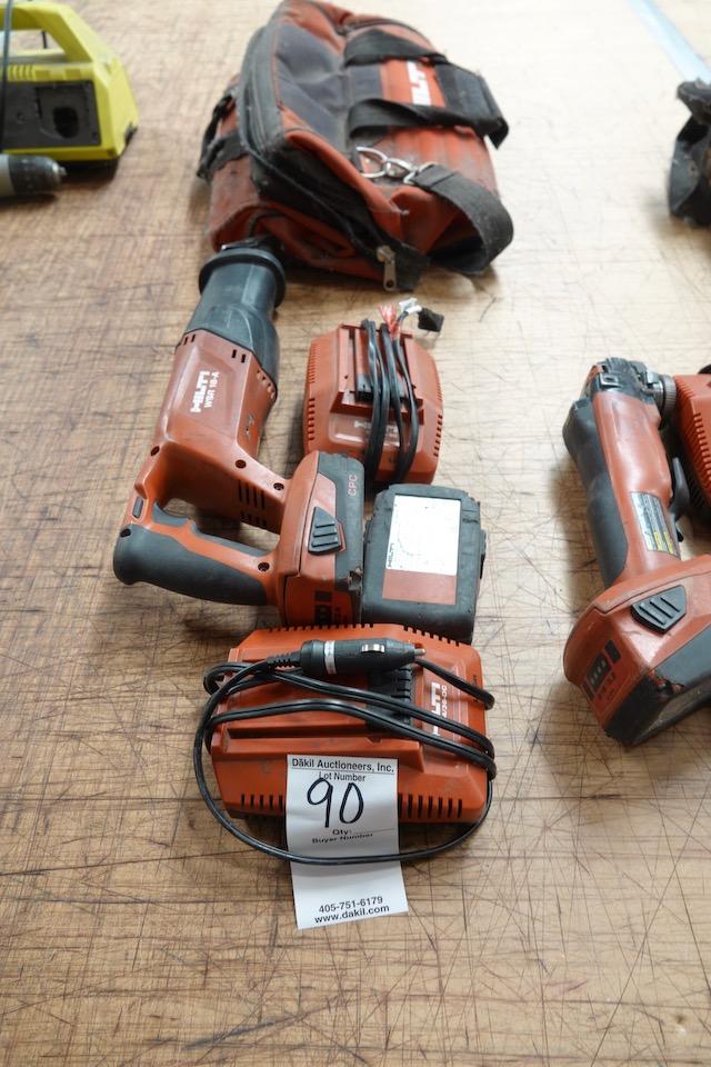 HILTI RECIPROCATING SAW, 2 BATTERIES & 2 CHARGERS X1