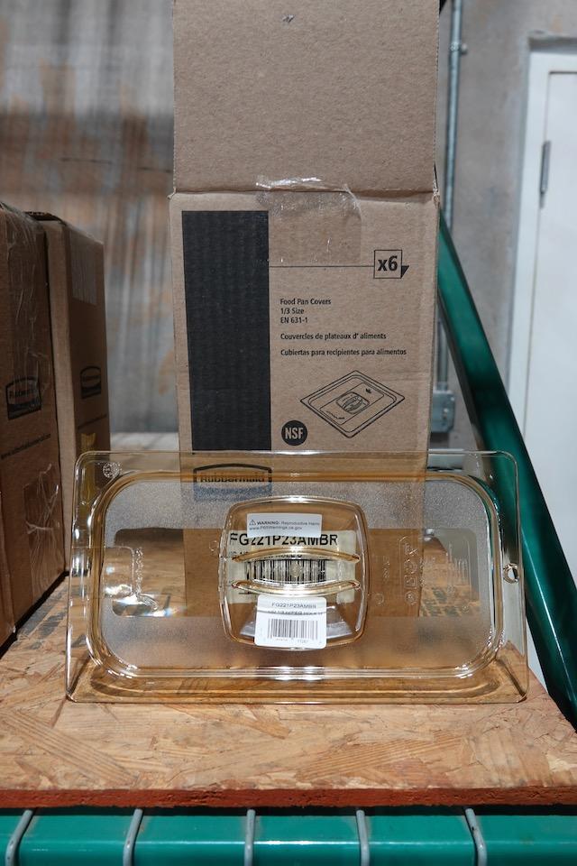 NEW RUBBERMAID PLASTIC FOOD PAN LIDS 1/3 SIZE 6/BOX (X4)