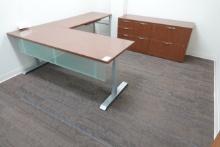 OFFICE COMBO W/ADJUSTABLE HEIGHT DESK, KEYBOARD TABLE, MATCHING CREDENZA & DRY ERASE BOARD X1