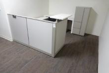 OFFICE CUBICLE W/CABINETS, DESK & CHAIR