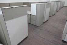 7 OFFICE CUBICLES W/DESK & CABINETS X1