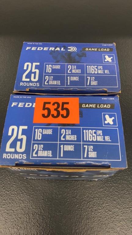 50rds Federal 16ga Game Load Shotgun Shells