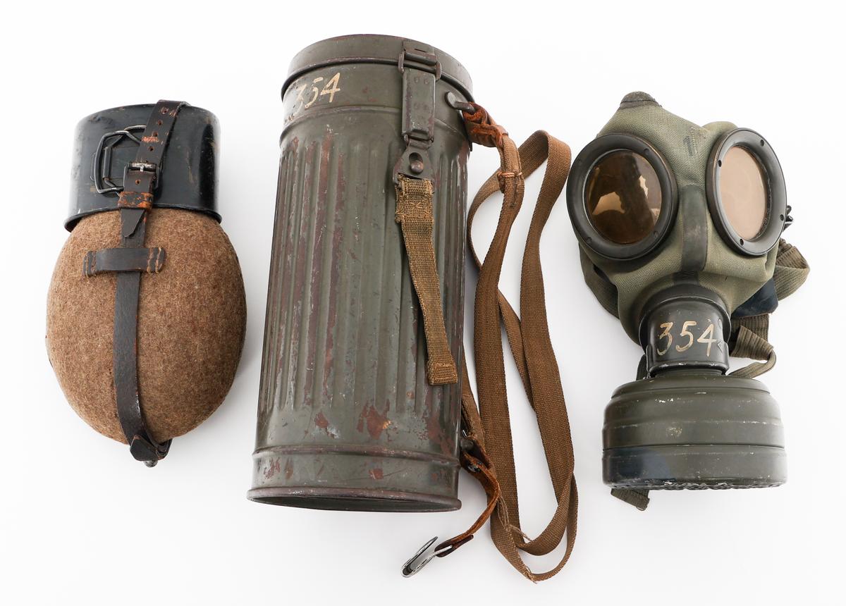 WWII GERMAN M38 GAS MASK & M42 CANTEEN