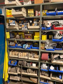 (3) Sections of Shelving & Contents of Packing, Clamps, & Hardware