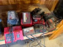 Lot of Assorted Battery Chargers & Batteries