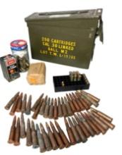 Ammo Can plus ammunition Lot - 17 HMR, 7.62, 38 SPL