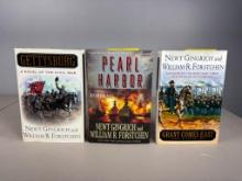 Newt Gingrich - William R. Forstchen Autographed Historical Novels Pearl Harbor, Gettysburg, Grant