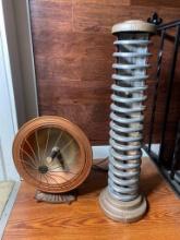2 Rare Early 20th c. Sci-Fi Art Deco Heaters - Radar Dish & Tesla Coil