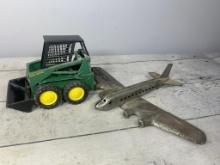 Vintage Ertl Toys Bobcat Machine and Vintage MARX Toys American Airlines Flagship Airplane