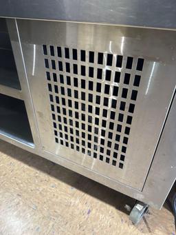 Stainless steel cooling prep cabinet with shelves