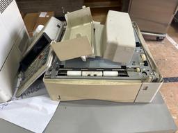 small desk, printer & parts, adding machine