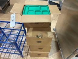 (7) Boxes Of Co- Polymer 6 Compartment Green trays