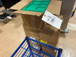 (7) Boxes Of Co- Polymer 6 Compartment Green trays