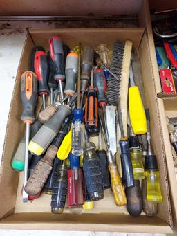Assortment of Screwdrivers, Snips, & Automotive Tools