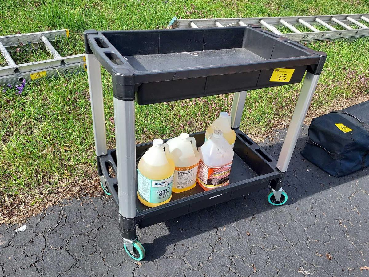 Rubber Serving Cart & Cleaner/Disinfectant Assortment
