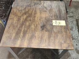 Steel table with plywood top, 29.5in. x 29.5in.