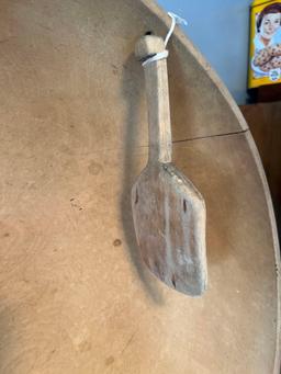 Early Wood Bowl, Paddle, Rack, Rolling Pin