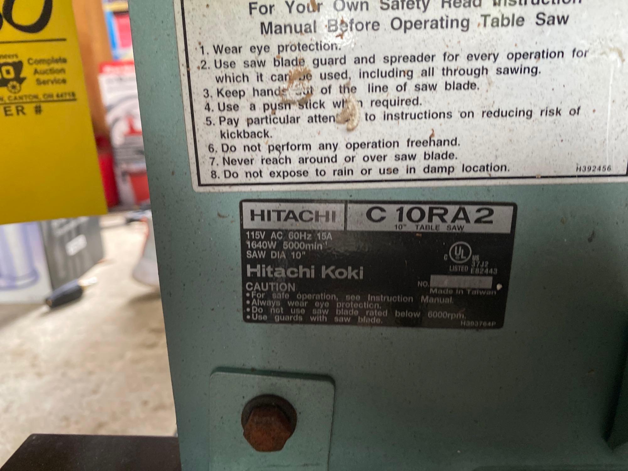 Hitachi C10RA2 table saw with folding portable base