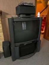 Mitsubishi TV, DVD Player, Speakers, Records