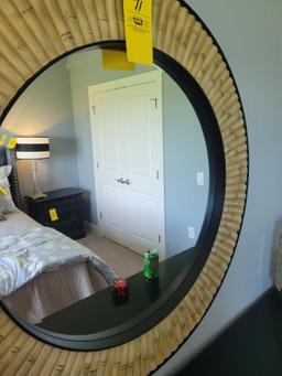 Modern faux bamboo style beveled glass bedroom mirror