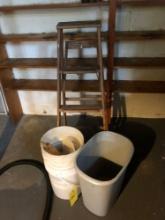 step ladder buckets and rolling pin