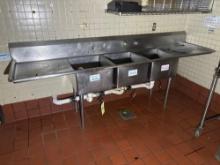 Three Bay Stainless Steel Sink Approx. 9ft Wide
