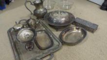 Silver Plated Tea Coffee Serving Lot & Jewelry box