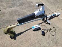 Hart Battery operated Blower and Weed eater with Charger and Battery (works)