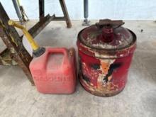 Vintage Gas Cans 1 metal 1 plastic