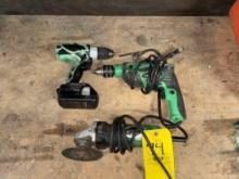 Hitachi Corded Grinder and Drill - Hitachi Drill with Battery