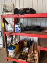 Shelf Contents Only - Sprayers, Dog House blind, extension cords,