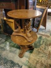Pair of vintage Kio fish carved base round end tables