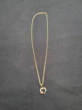 14K gold solid rope chain with 10k CZ pendant, 3g