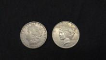 1890 Morgan & 1923 Peace Silver Dollars