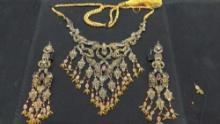 Ornate Gold over Sterling Silver Bib Necklace and earrings set