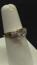 14k Gold with CZ Synthetic Stone Poor Mans Engagement Ring