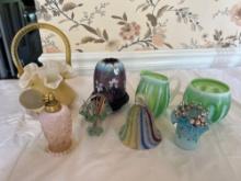 Fenton Hand-painted and Other Colored Glass Pieces
