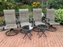 6Pc Patio Chairs w/Pair Glass top Tables
