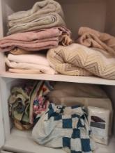 Contents of Upstairs Linen Closet, Quilt, Towels